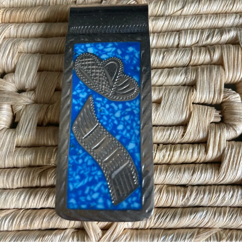 Vintage Silver & Turquoise Money Clip